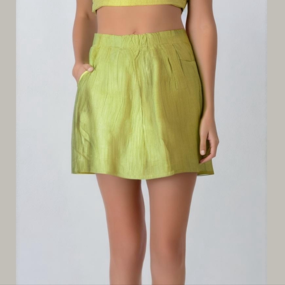 J. Crew Elegant Green Linen Blend Mini Skirt - Size 2